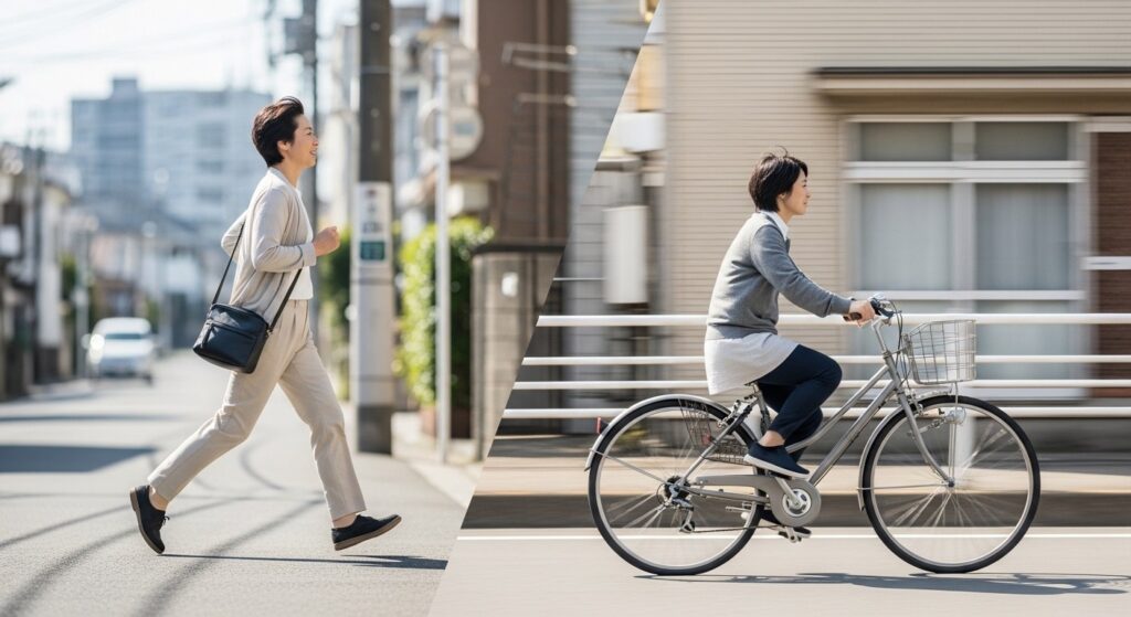徒歩と自転車